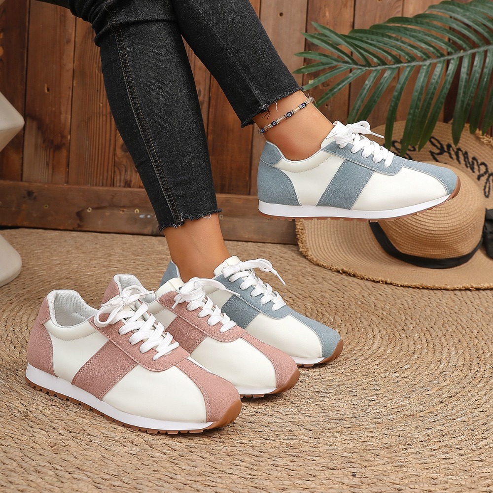 Sneakers - Baskets colorées pour femmes, à lacets,